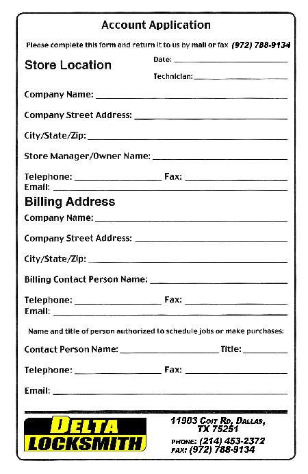 Delta Account Form